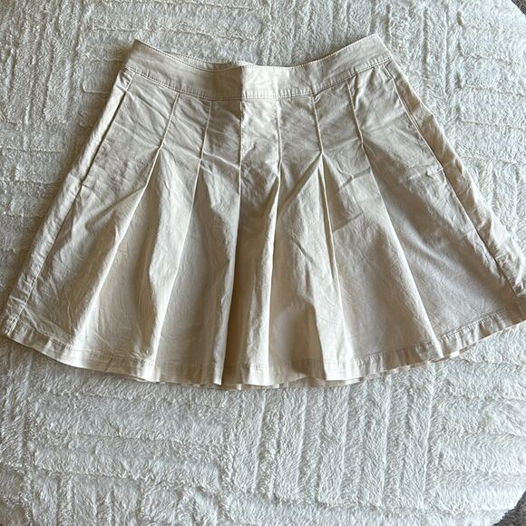 American Eagle AE Super High-Waisted Pleated Peplum Cream Color Skirt Y2K Grunge - Picture 4 of 11
